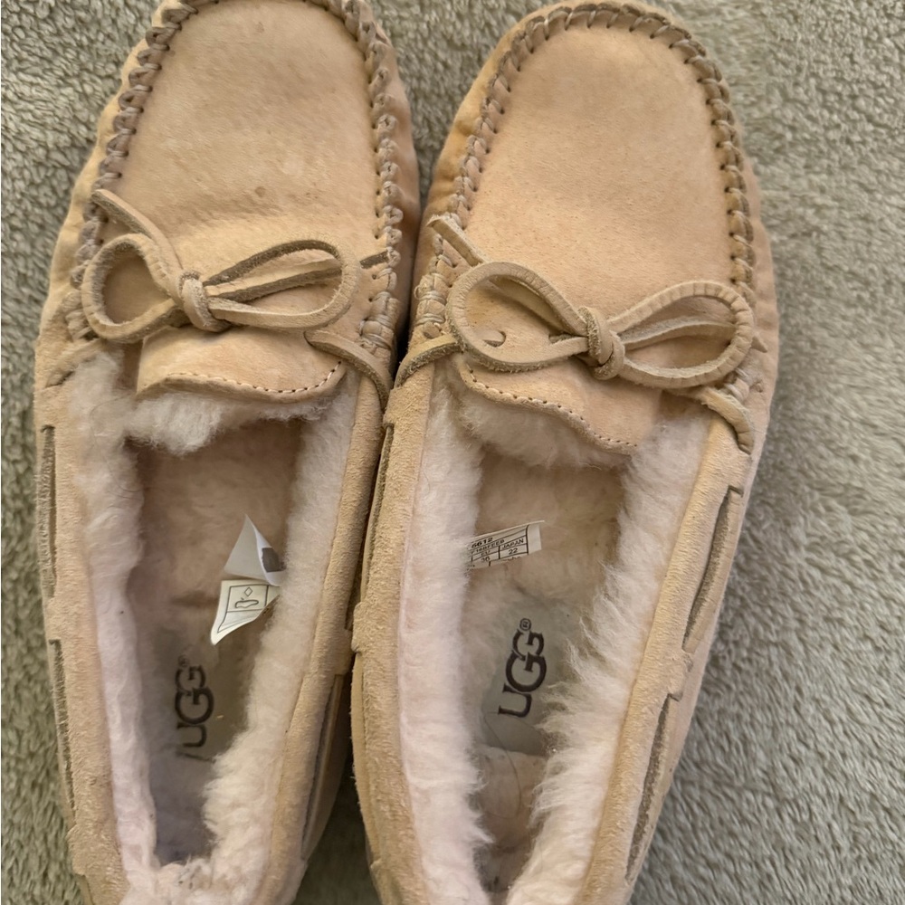 UGG Beige Suede Moccasin Slippers